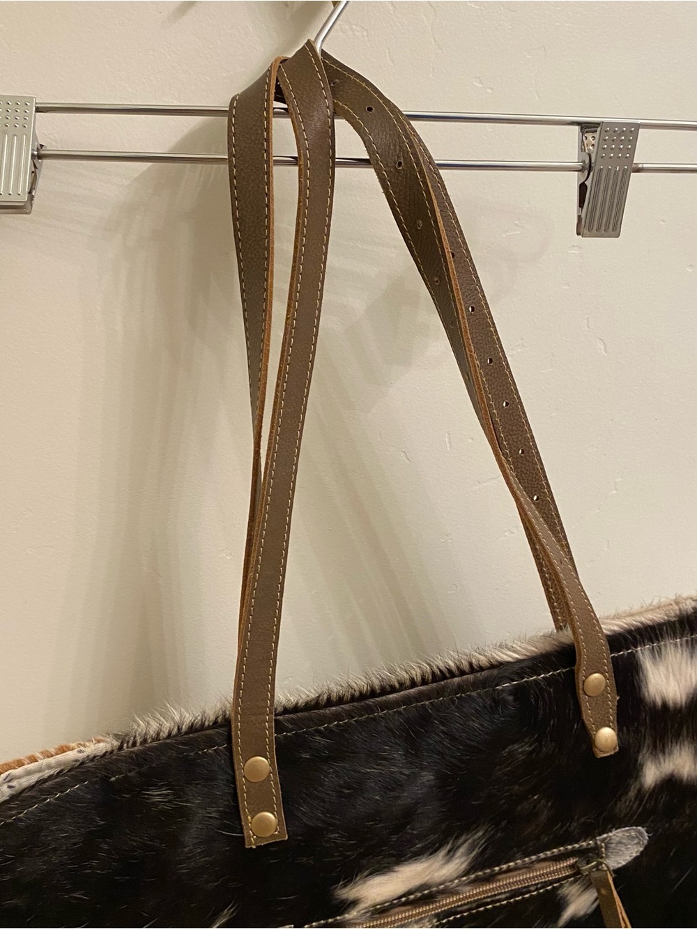 Myra Bags Large Cowhide Leather Tote Multicolor Patchwork 15x14x3.5-inches boho - Picture 3 of 9